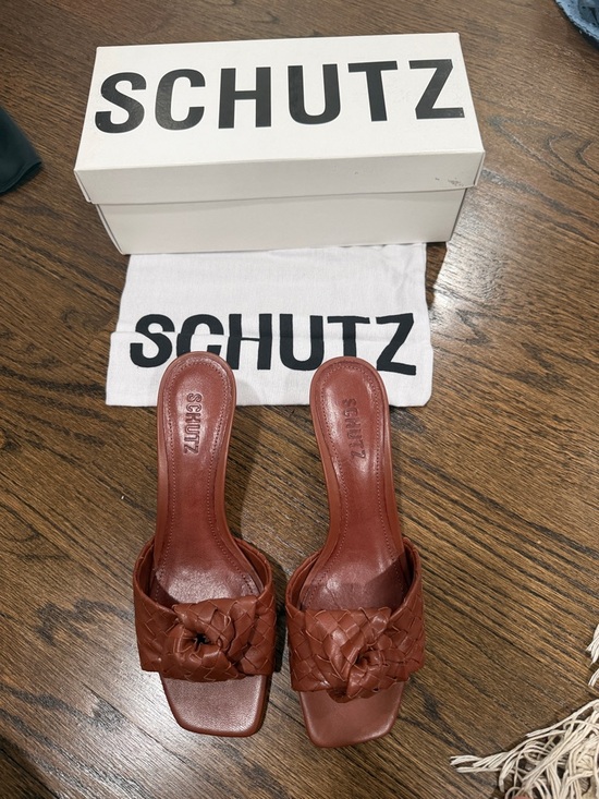 SCHUTZ Shoes - SCHUTZ Brown Braided Leather Slide Mules- Sauvage-Kareena Knot size 8